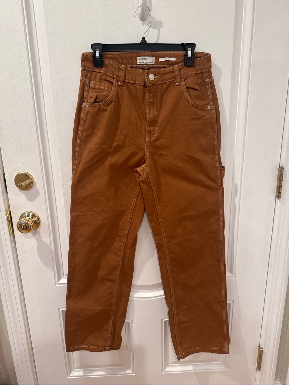 Bershka Brown Carpenter Pants Size 6 Straight Leg Utility Workwear Y2K